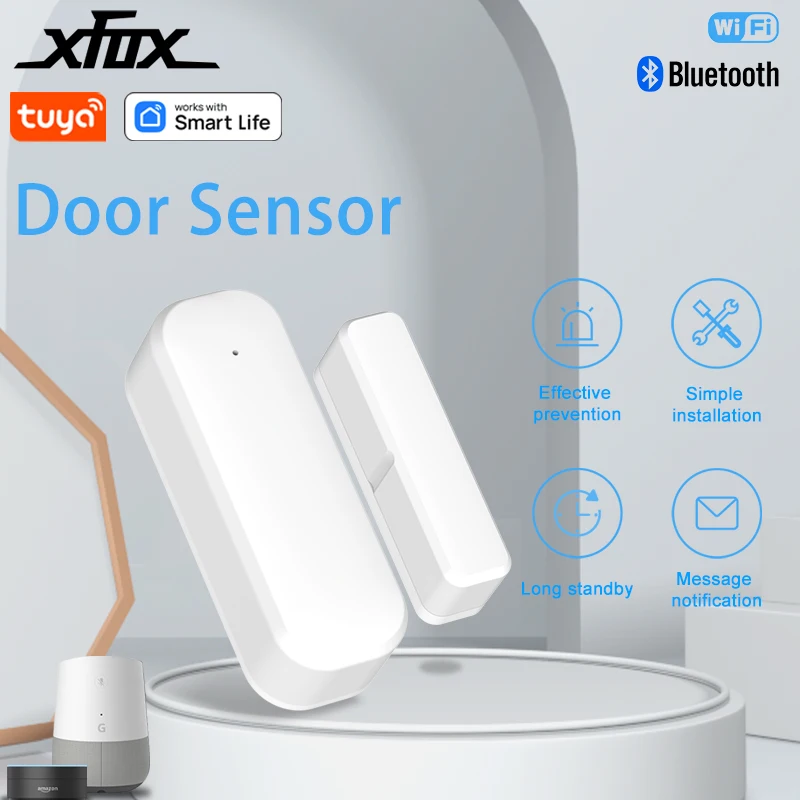 

Tuya Smart Door Sensor Wifi BT Security Burglar Door Sensor Alarm Smart Home Scene Linkage Compatible with Alexa Google Home