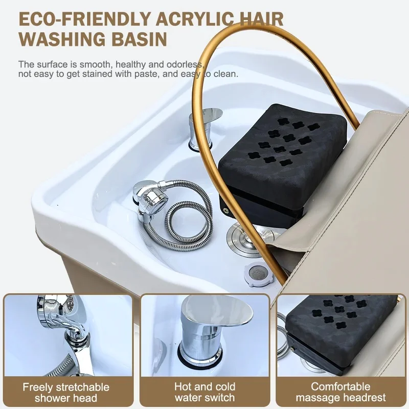 2026 Brown Design Massage Table Head Spa Equipment Bed With Water Cycle Heater and Storage Space
