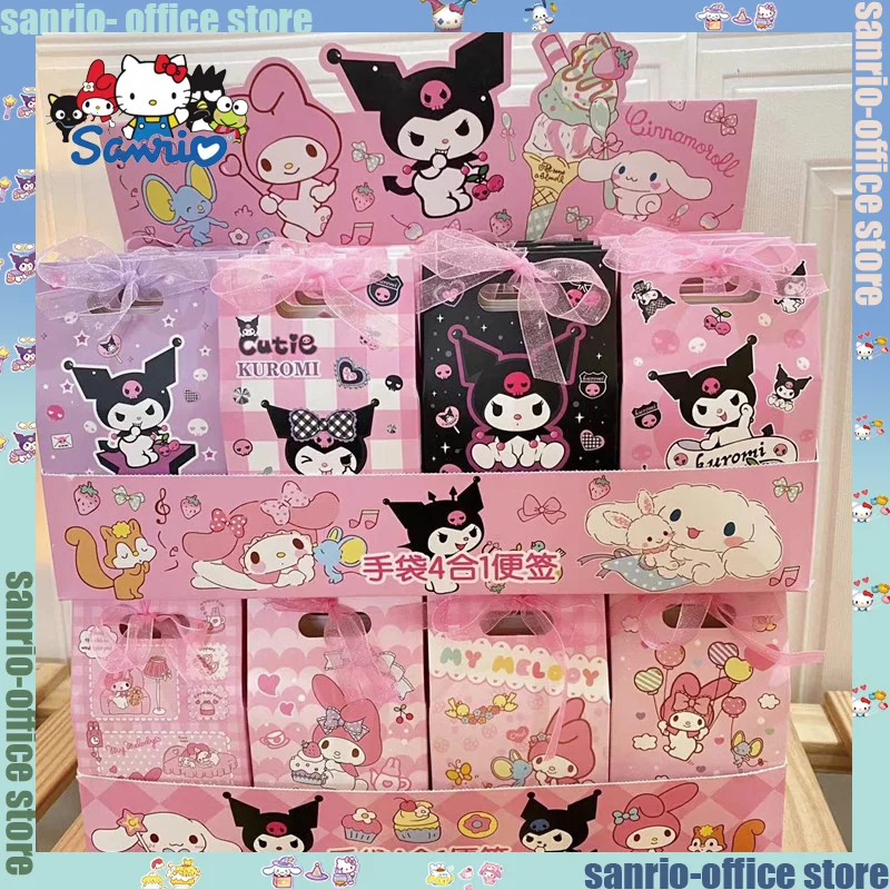 16pcs-sanrio-kuromi-cinnamoroll-notebook-cartoon-gift-bag-stickers-four-in-one-note-book-memo-student-stationery-supplies