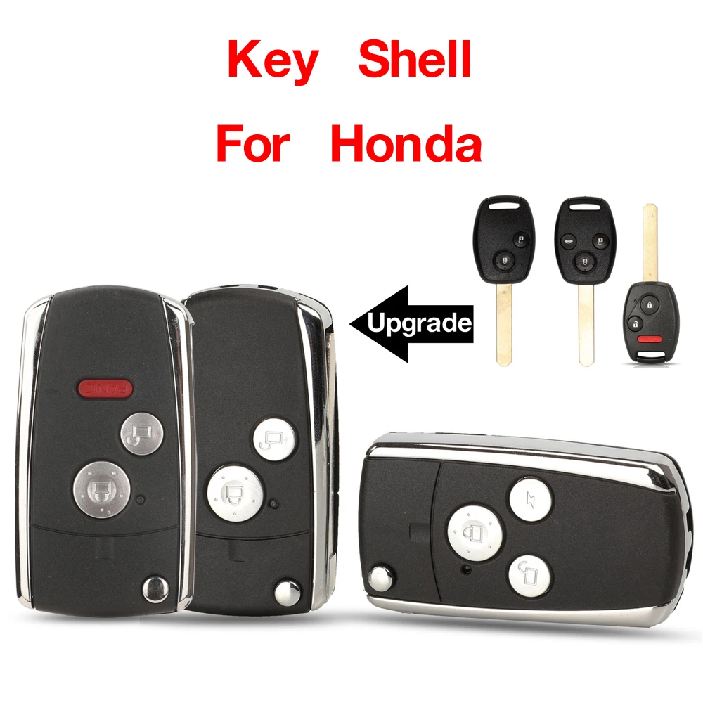 

jingyuqin 2/3 Buttons Replacement Modified Flip Folding Remote Car Key Shell Case FOB For Honda Accord Crv Civic Odyssey Pilot