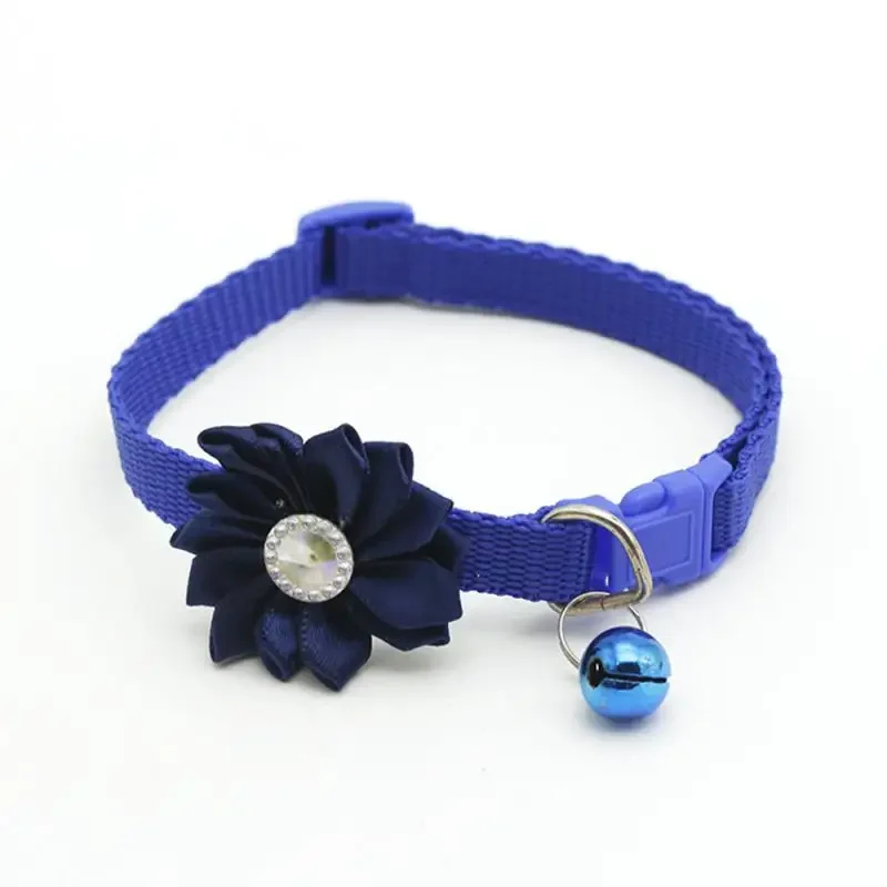 Small Cat Dog Collar Flower Bell Pet Neck Strap Adjustable Easy Wear Buckle Lovely Cat Necklace Cat Accessories Wholesale