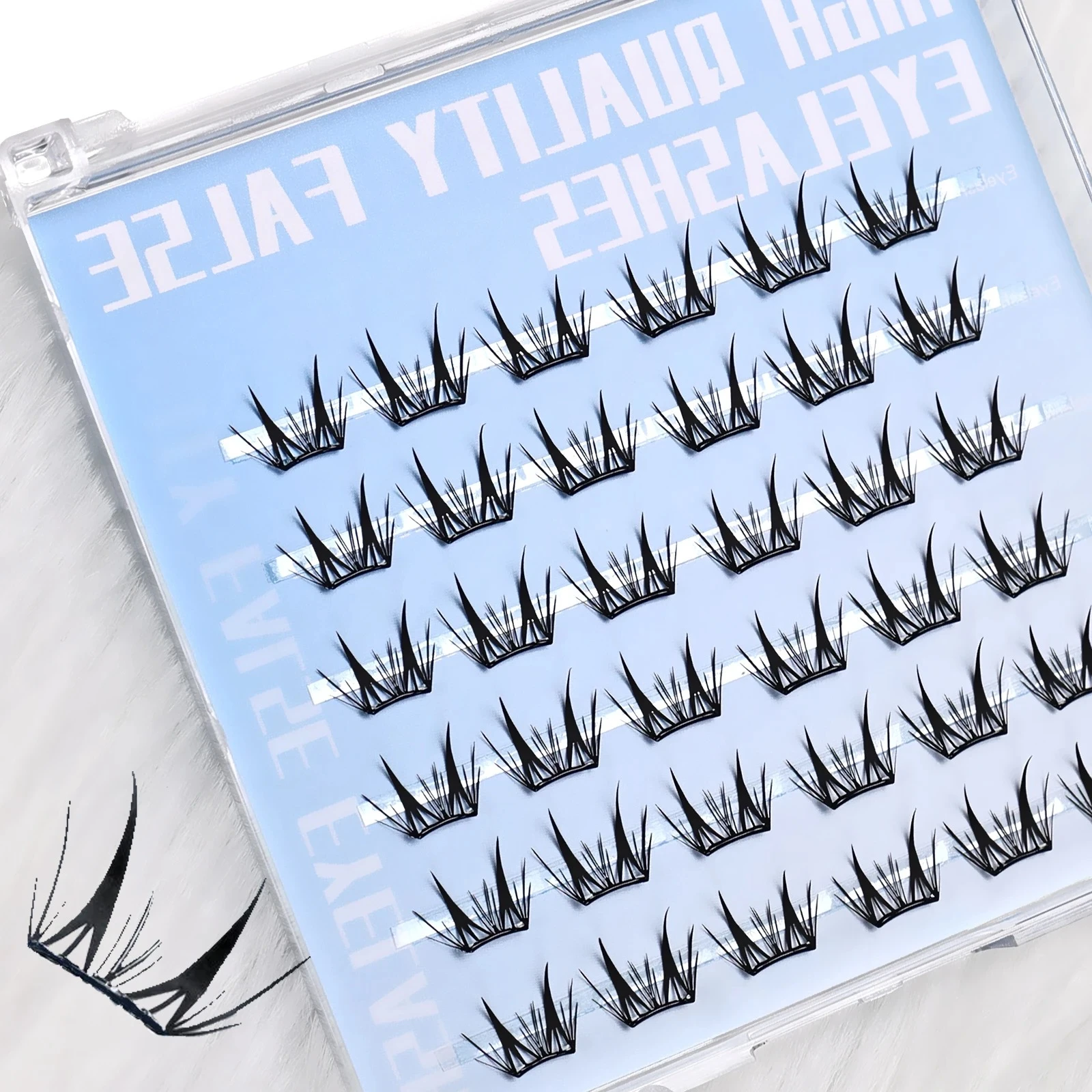 Quick DIY Makeup Self-Adhesive Korean Manga Fluffy Cluster Eyelashes Glue-Free Reusable Soft Natural False Lashes