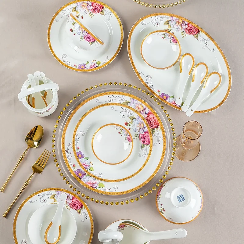 Ceramic tableware, household chopsticks, rice bowls, vegetable dishes