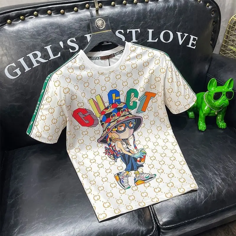 

Футболка мужская с коротким рукавом, брендовая рубашка с принтом медведя, с круглым вырезом и рукавом до локтя, Повседневная облегающая, лето