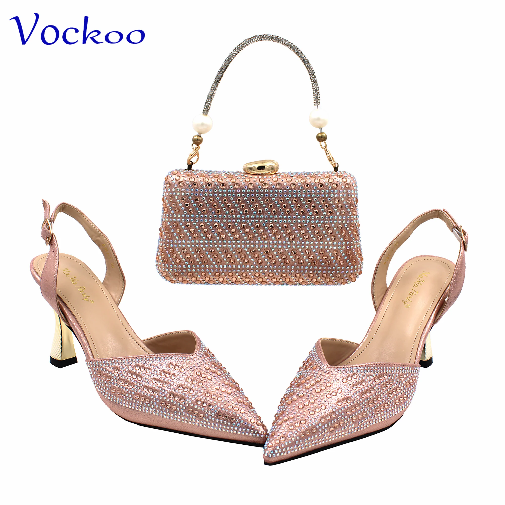 Afrikaanse Stijl Ins Hot Sale Dames Schoenen En Tas Om Kleur Hoge Kwaliteit Full Crystal Slingbacks Voor 2024 Huwelijksfeest