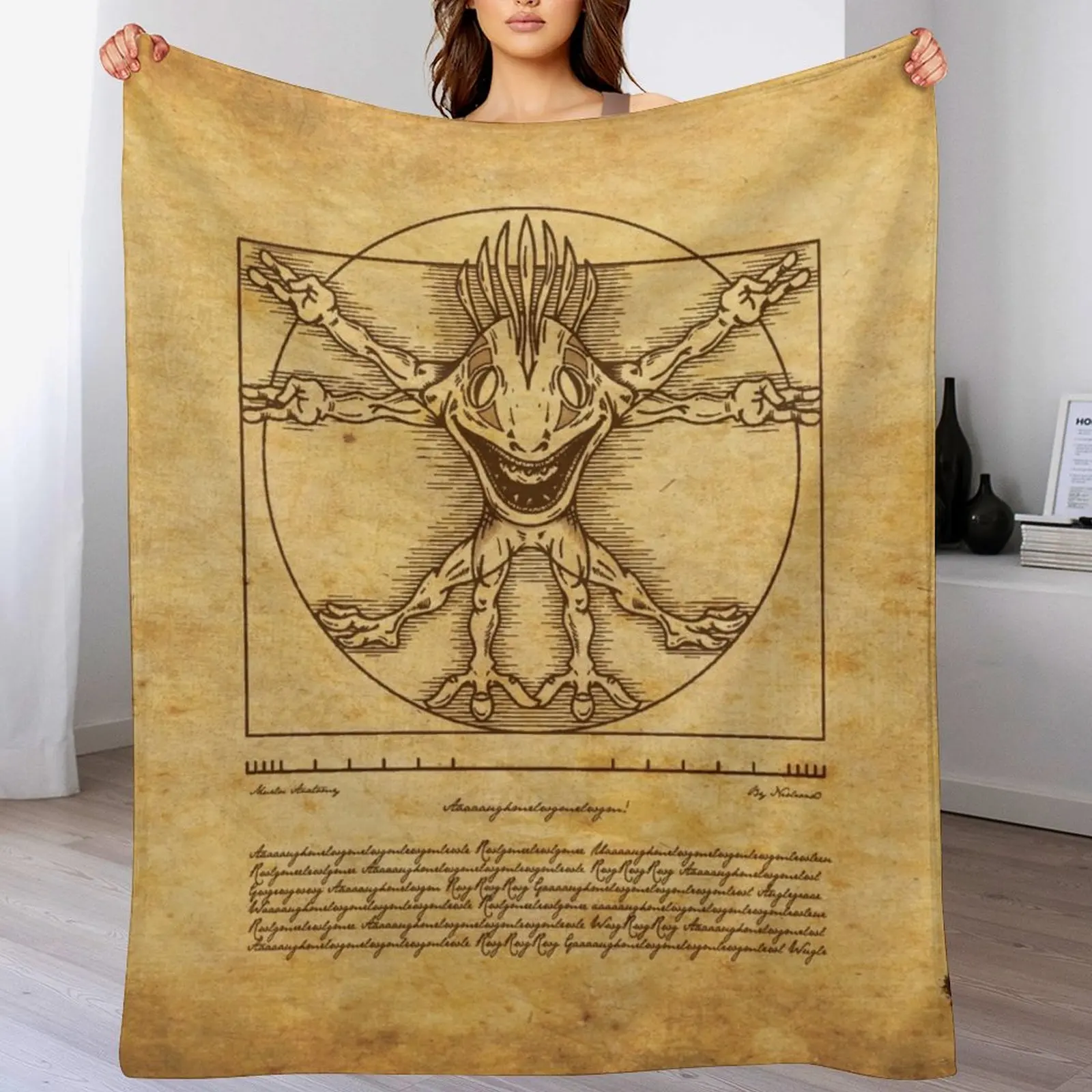 

Vitruvian Murloc Throw Blanket Cozy Home Blanket Gift for Christmas Holiday
