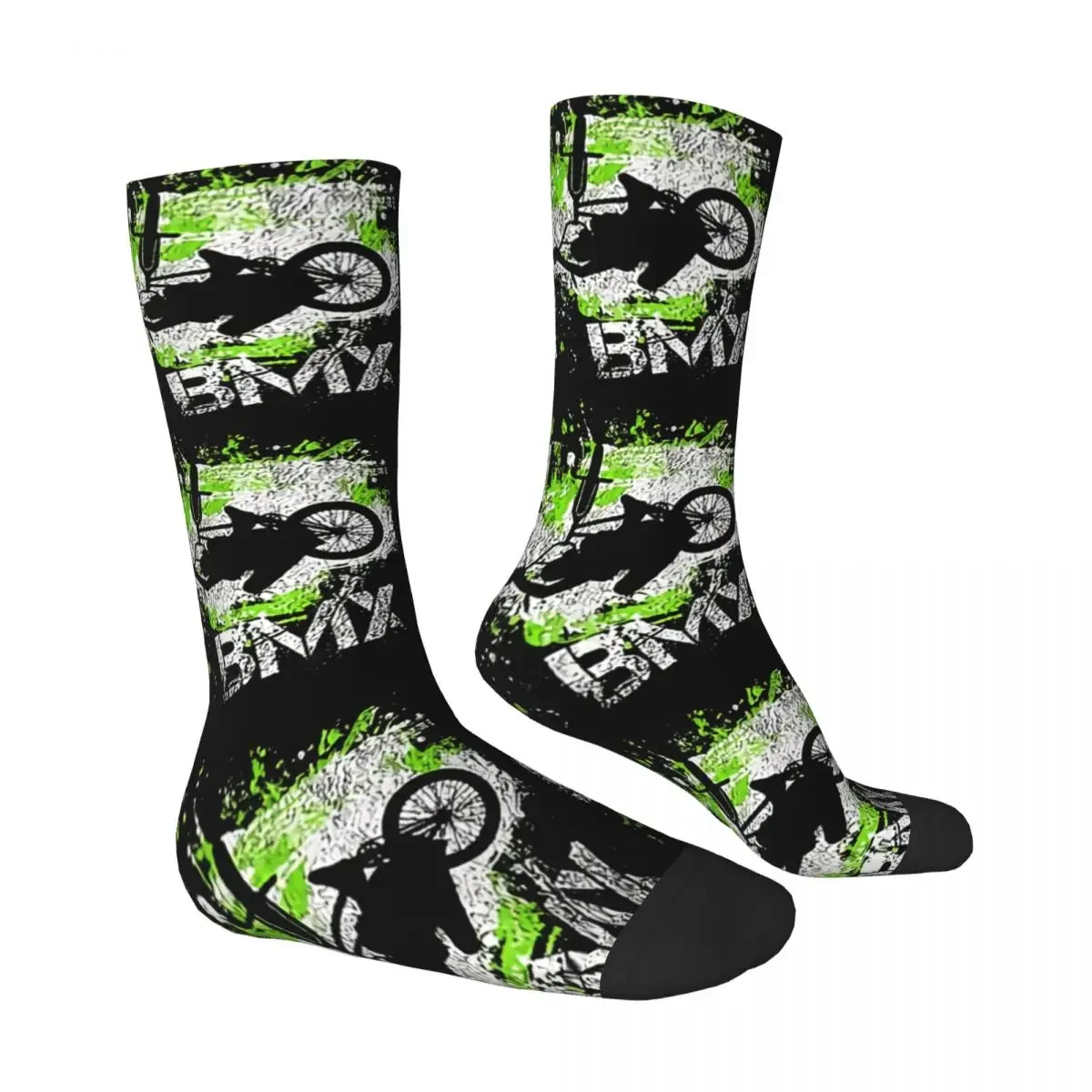 Funny Men's Socks BMX Cyclist Retro Harajuku Bicycle Bike Hip Hop Novelty Crew Crazy Sock Gift Pattern Printed