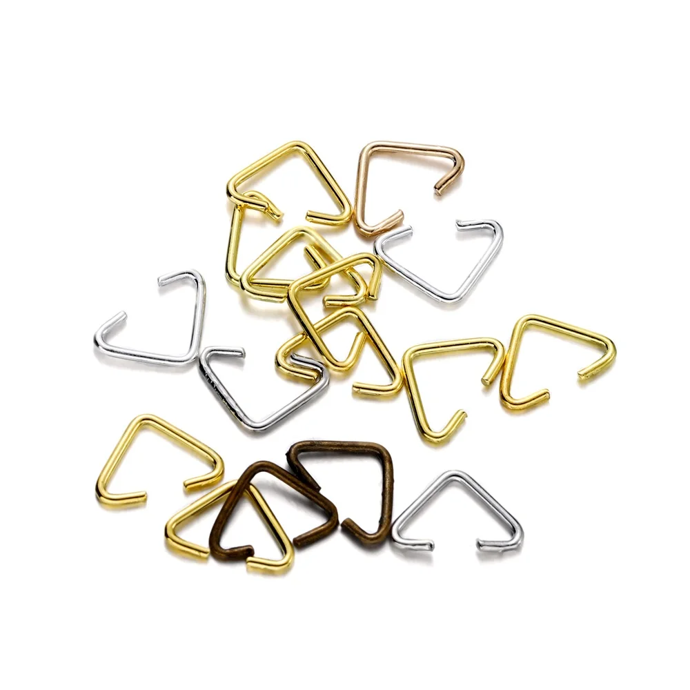 100Pcs/Lot 6x9mm Iron Triangle Clasps Buckle Connector Jump Rings for DIY Earrings Bracelet Necklace Jewelry Making Accessories