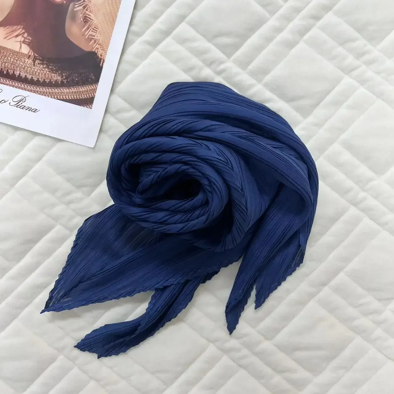 MIA XU Scarf Miyake Pleated Women's Pleats Solid Color Scarf Fashion Casual Model Scarf 160 Cm 2025 Spring New Women Clothing