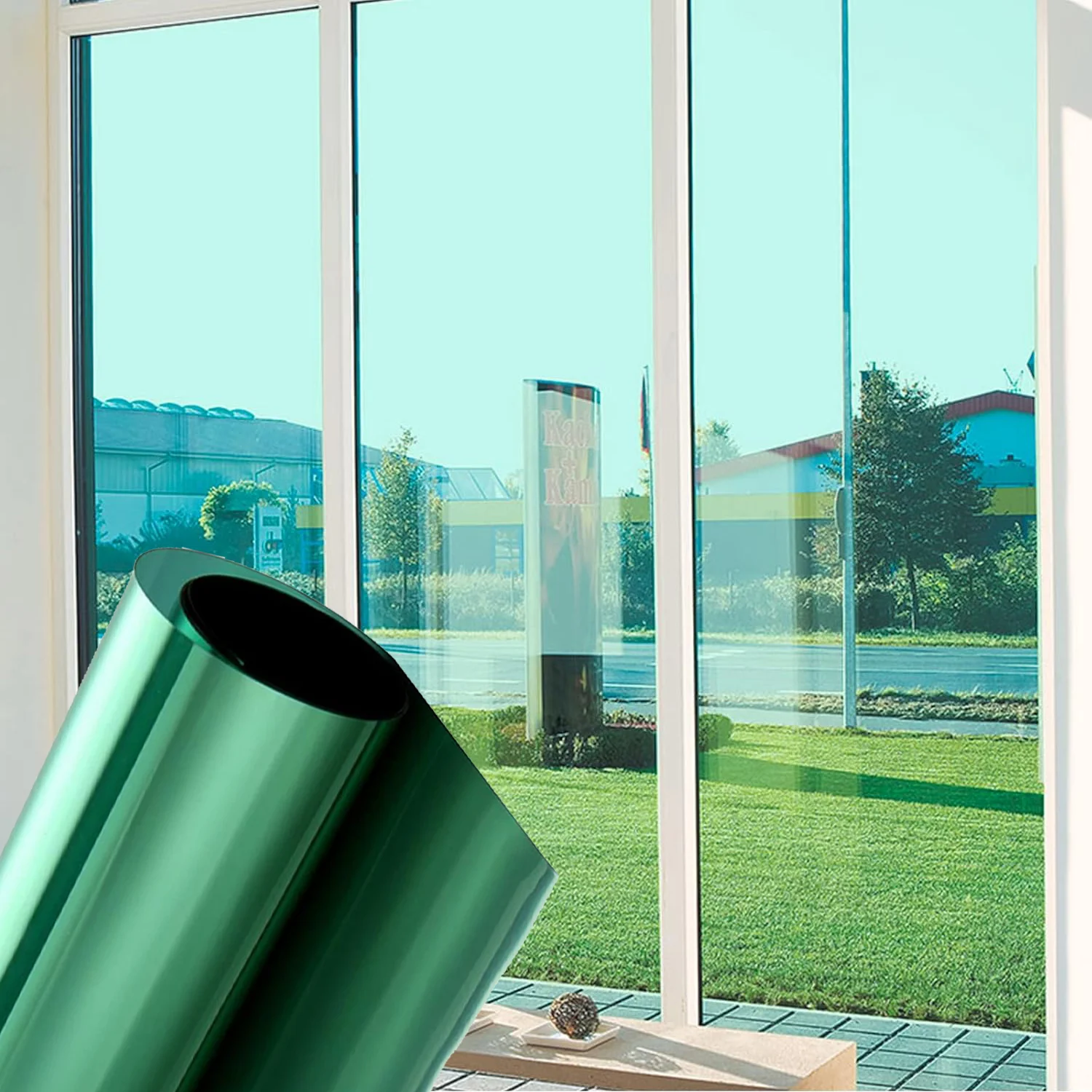 10M Green Silver Mirror Window Film One Way Daytime Privacy Window Tint Self Adhesive Solar Film Anti UV Heat Rejection Home
