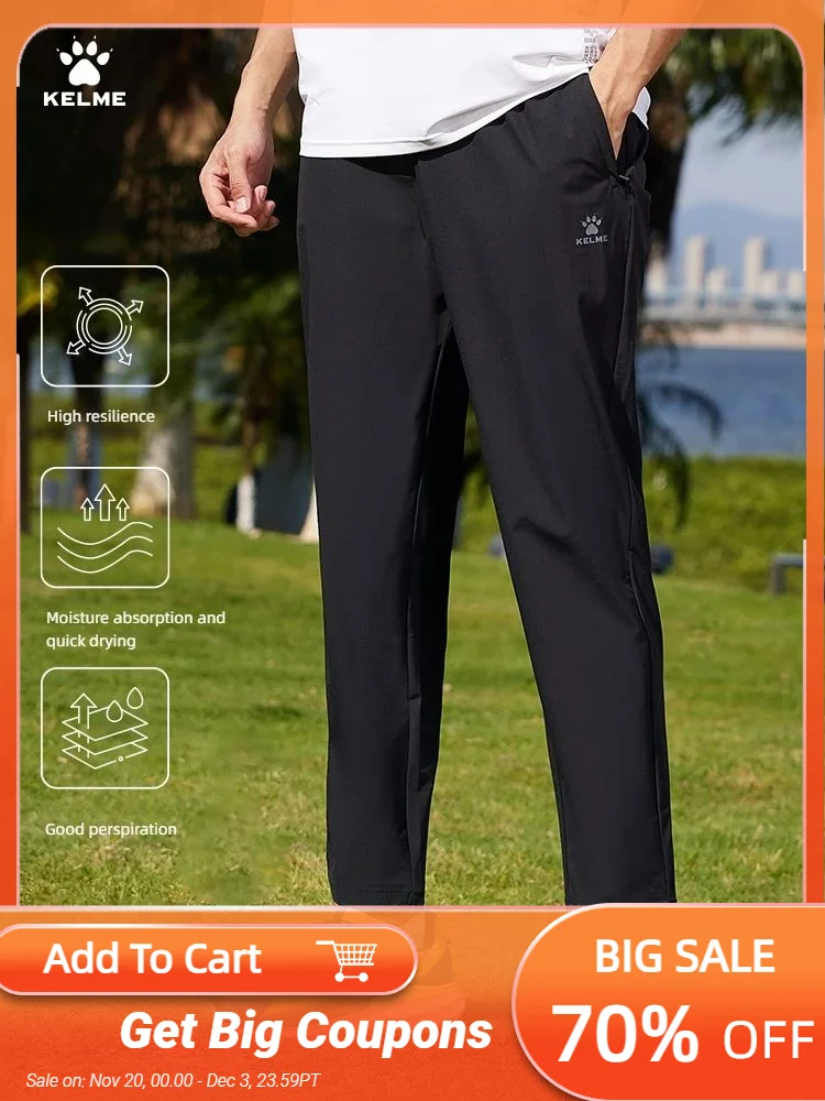 KELME 남성용 4 면 탄성 직조 스웻팬츠, 스트레이트 스트레치 피트니스 긴 바지, 용수철 및 여름 신상