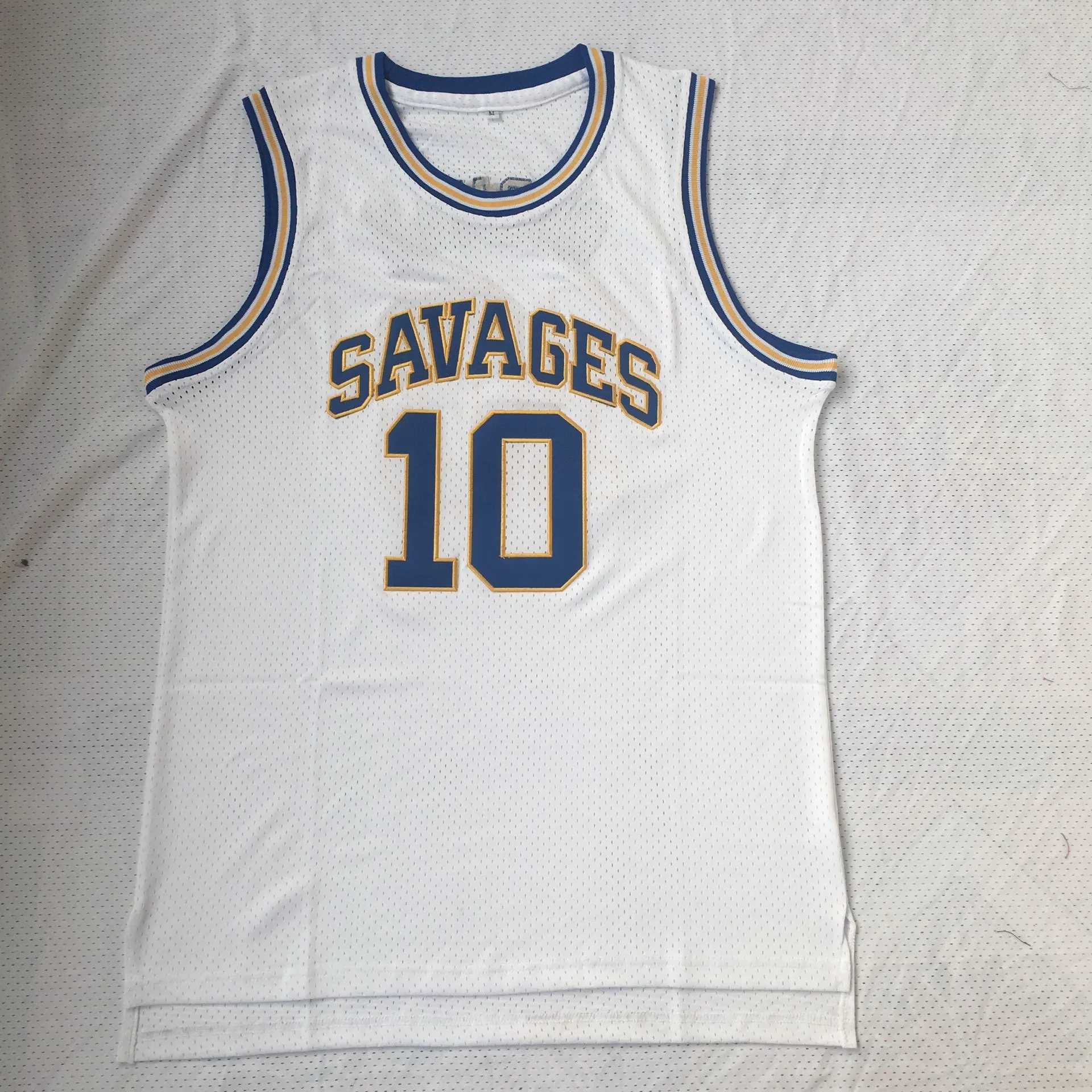 Retro Baskeall orm Vest Embroidered Universi Logo Blue White een Faionable Personalized Sports Fan Apparel