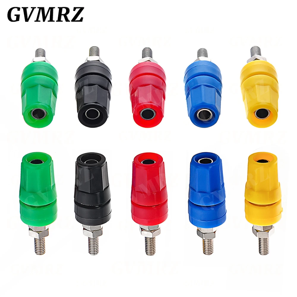 5PCS M4X36 Pure Copper Terminal 4MM Banana Jack Socket 20A Binding Post Banana Plug Connector M4*36 Black Red Blue Green Yellow
