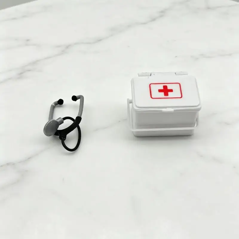 1: 12 Dollhouse Miniature Medicine Box With Stethoscope Props Pharmacy Scene Model For Doll Accessories