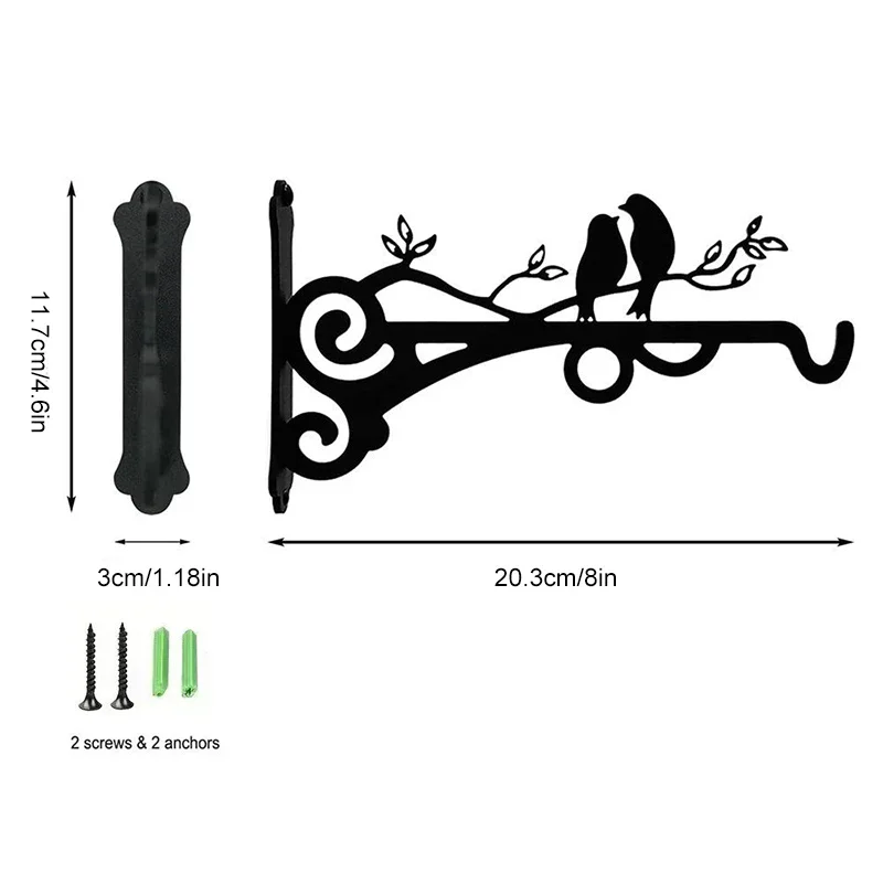 2pcs Hanging Plants Bracket Iron Plant Hanger Hook Sturdy Flower Pot Wall Hook Decorative Lantern Support Hanger