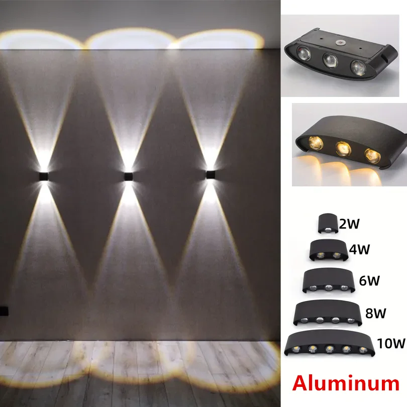 

Алюминиевые светодиодные настенные бра, внутренний настенный светильник, водонепроницаемый IP65, садовые светильники вверх и вниз, лестница для спальни, внутреннее наружное освещение