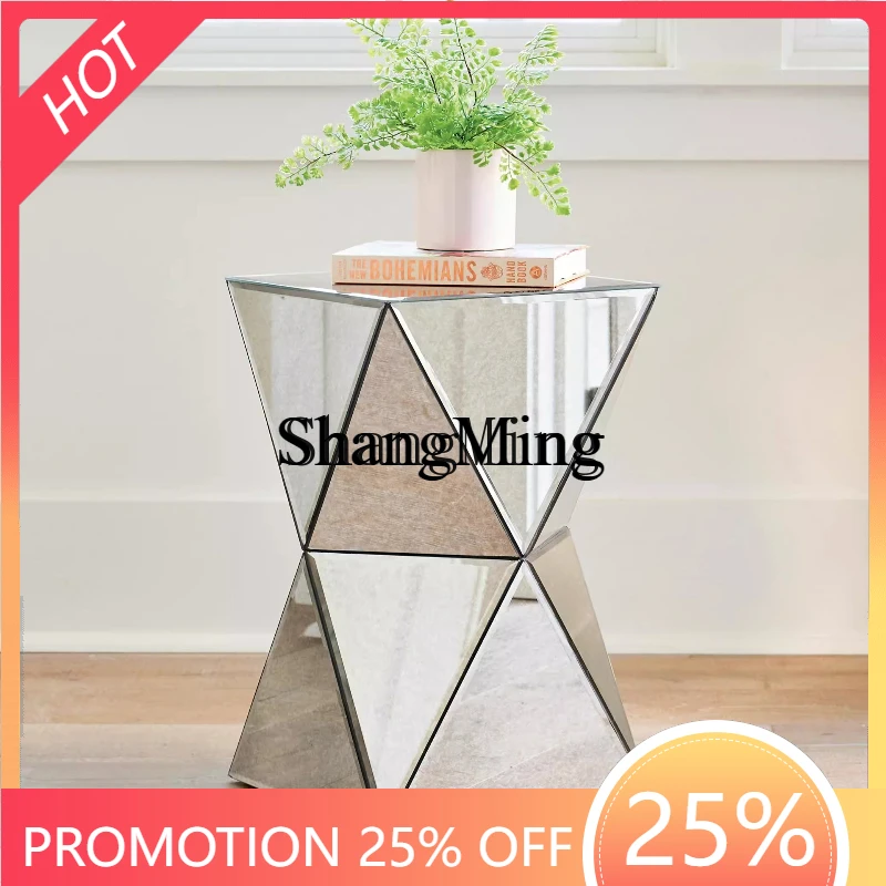 

SM living room sofa side table mirror glass modern creative light luxury small coffee table
