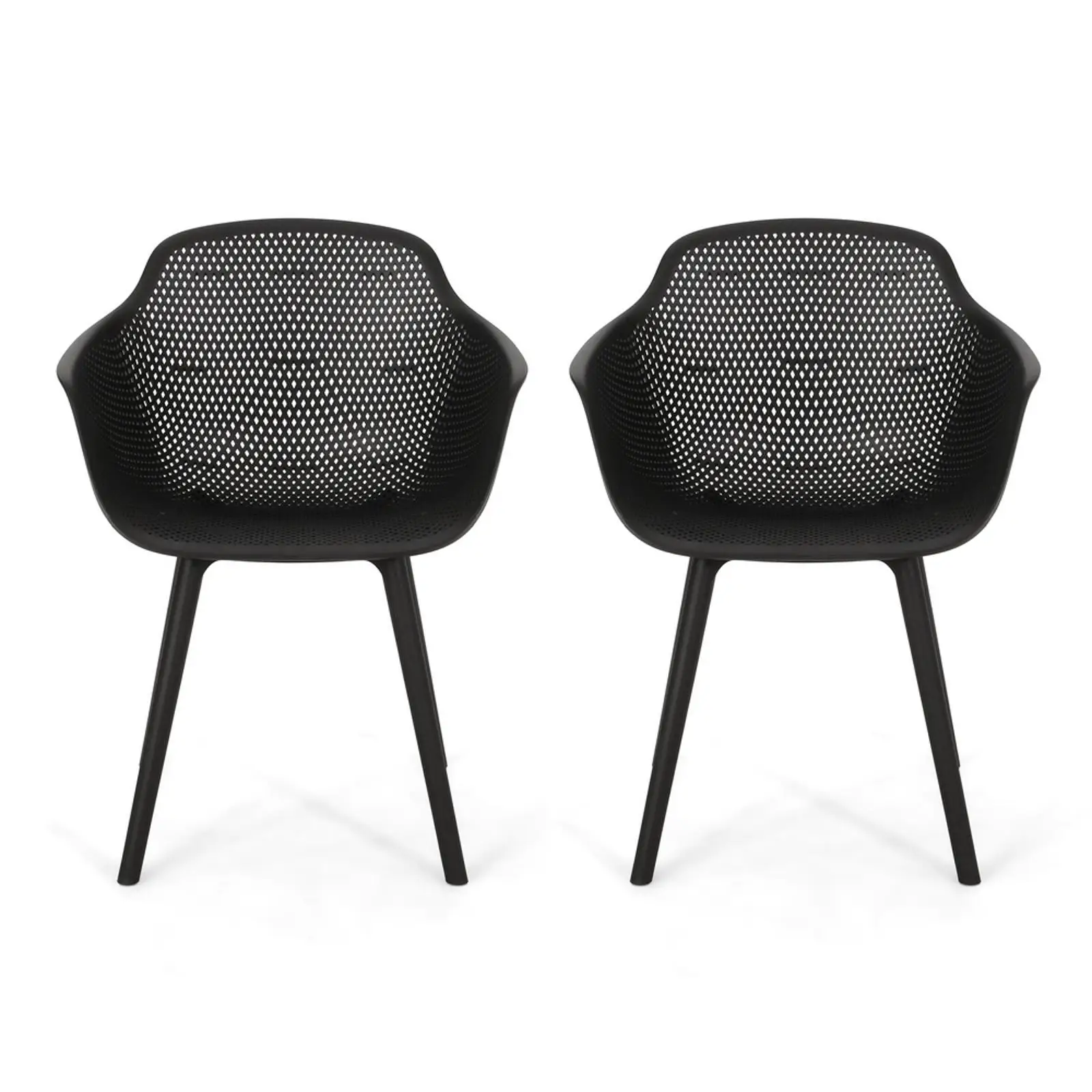 

Black Polypropylene Patio Furniture Set Modern Accent Chair for Outdoor Dining or Living Room Decor