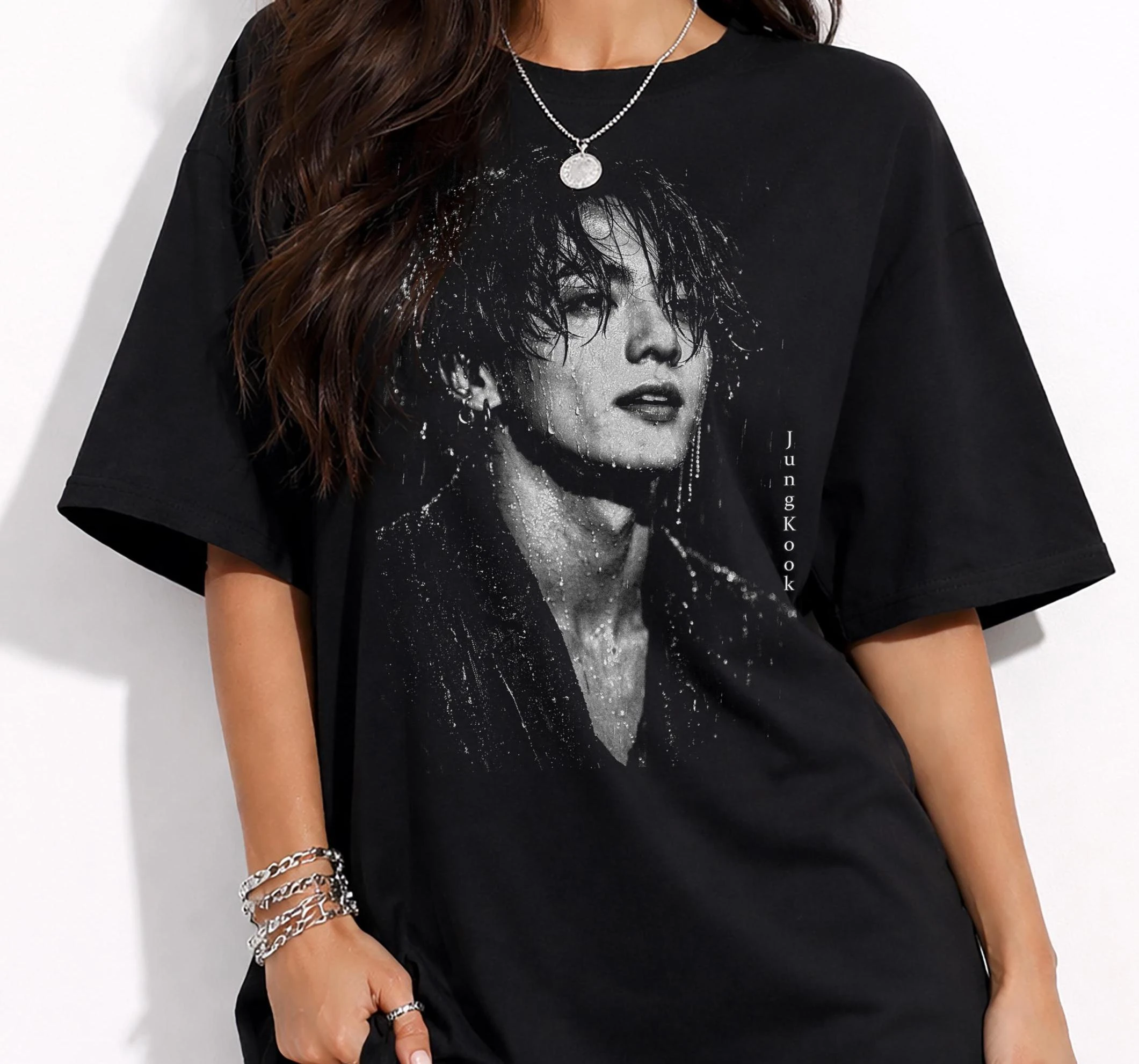 Koreanisches BTS Pop-Idol-Shirt Jungkook Musik-Fan-Geschenk 2026 Sommer Herren und Damen Kinder Mode Baumwolle Y2K Oversized T-Shirt – Detail 3