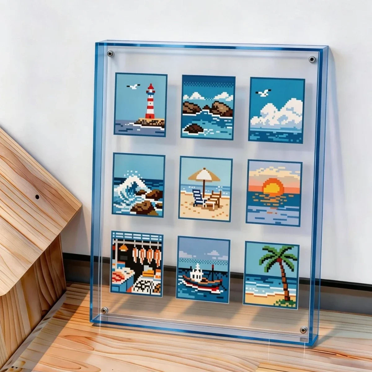 Colored Transparent Acrylic Photo Frame – Desktop Picture Frame & Display Stand for Artworks and Perler Bead Creations
