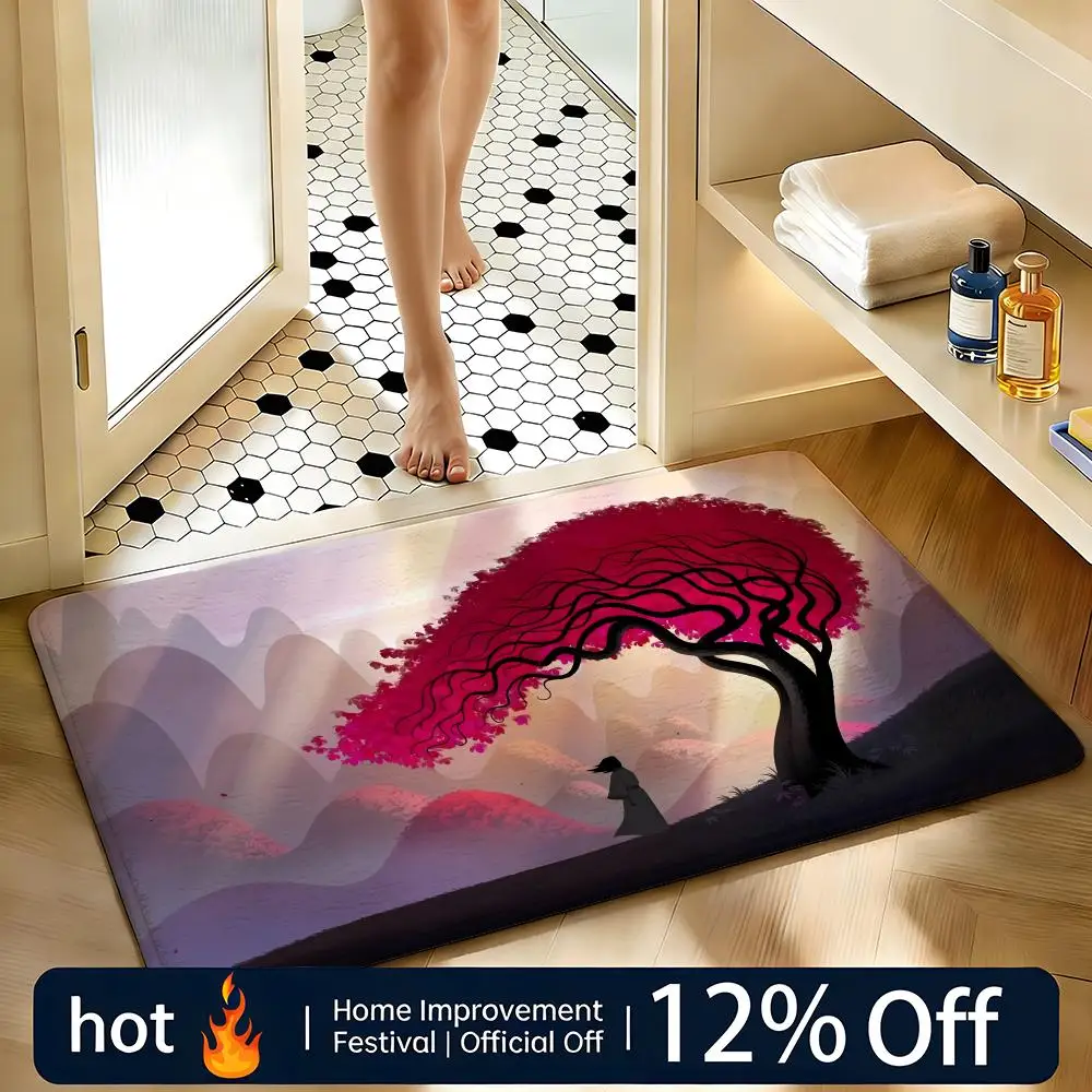 Tapete macio absorvente e antiderrapante, tapete de chão com desenho de samurai jack, decoração para casa, tapete para quarto, tapete para chuveiro