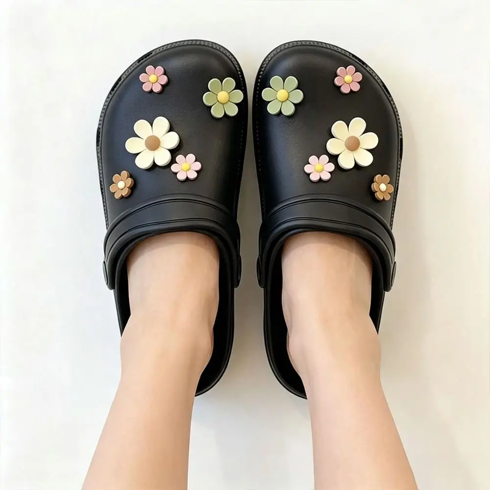 10Pcs/Set ABS Shoe Buckle Charms DIY Daisy Flower Hole Shoe Accessories Easy to Attach Shoe Buckle Decorations Women Girls