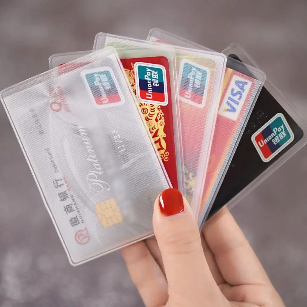 10PCS Safety Translucent ID Card Holder PVC School Office Supplies Business Card Case Bank Card Case