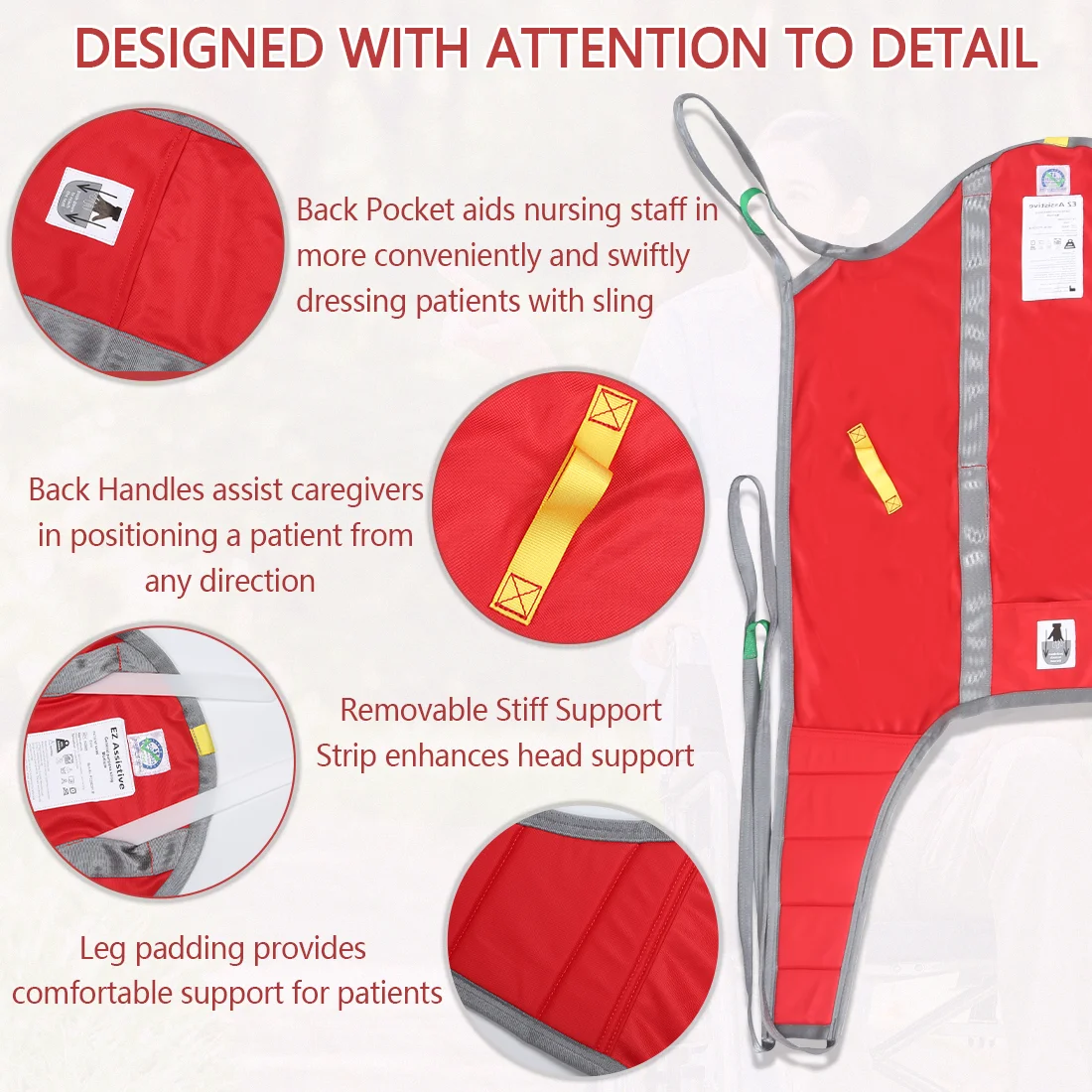 

Ehucon High Back Hoyer Lift Sling Divided Leg Transfer Sling 500lbs Heavy-Duty Safety Toileting Positioning for Elderly Disabled