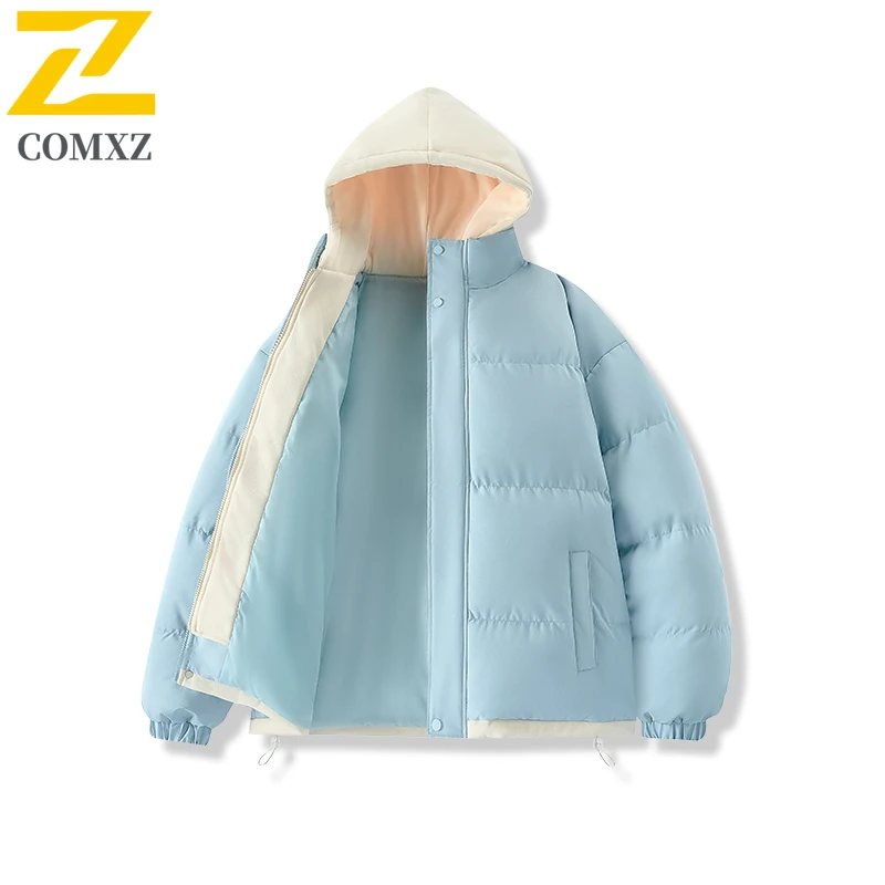 Men Parka Coat Winter Warm Hooded Lightweight Windproof Outdoor Snow Hiking Padding Coat Travel Casual Cold Proof Bread Jacket