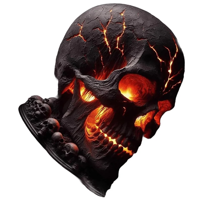 ABBO-Resin Craftsmanship Halloween Decorative Skull Lamp, USB Rechargeable LED Night Light, Skull Flame Table Lamp