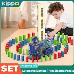 Automatic Laying Domino Train Electric Car Puzzle Intelligence DIY Colorful Dominoes Set Educational Toys Game for Children Gift