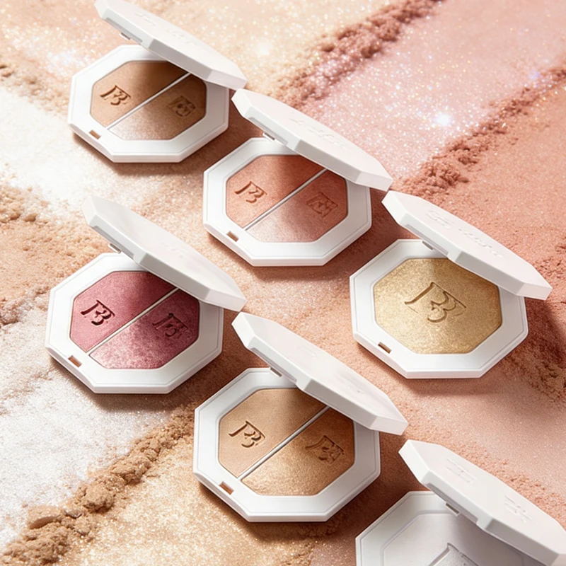 

Модная палетка для контуринга и хайлайтинга Fenty Beauty Two Color Powder Highlight 3D: матовый хайлайтер, цветная натуральная осветляющая пудра, косметика