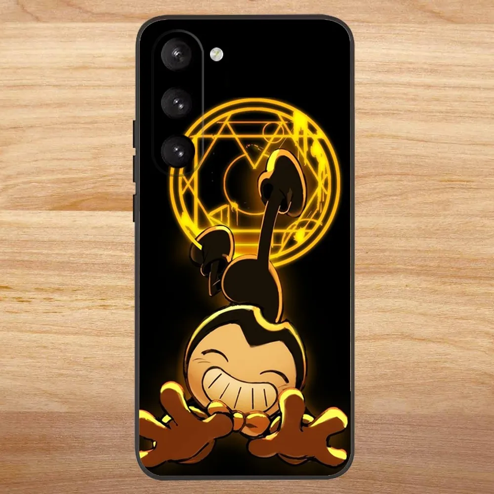 B-Bendy And The Ink Machines Phone Case For Samsung S23,23,22,30,21,10,9,Note20 Ultra,Lite,Ultra,5G,Plus,FE,Black Soft Case