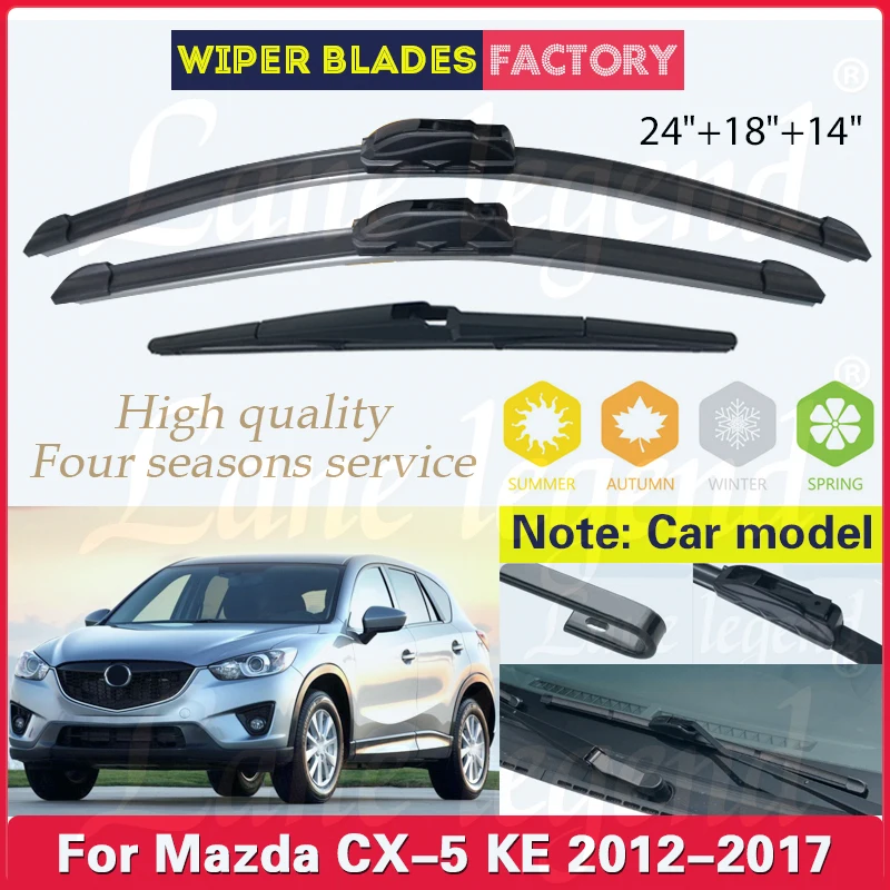 For Mazda CX-5 CX5 KE 2012 2013 2014 2015 2016 2017 Car Front Rear Wiper Blades Brushes Cutter Accessories J Hook 24