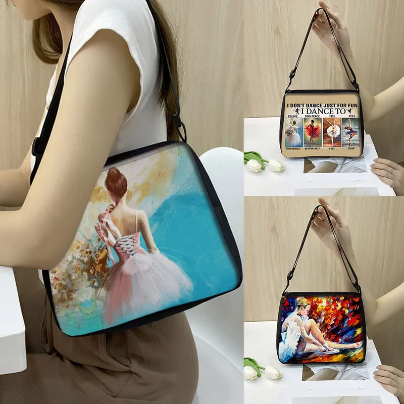 

Ballet Dancing Print Women Shoulder Bag Ballerina Women Handbags Crossbody Bags Ladies Canvas Totes Casual Messenger Bags Gift