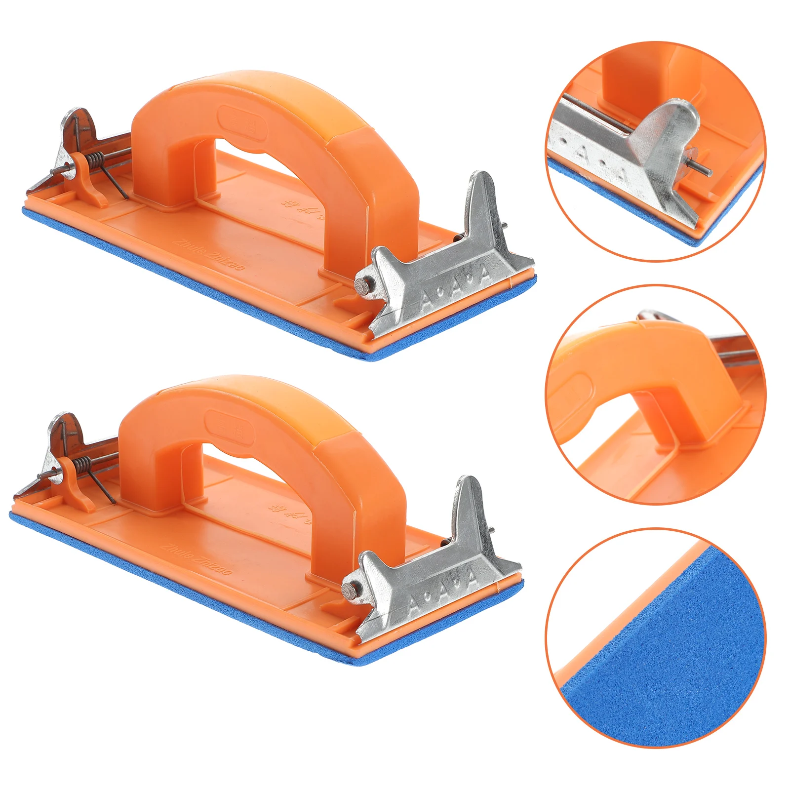 

2pc Sandpaper Holder Metal Plastic Lightweight Ergonomic Handle Anti-Slip Pad Right Angle Design Wall Wood Polishing Grinding