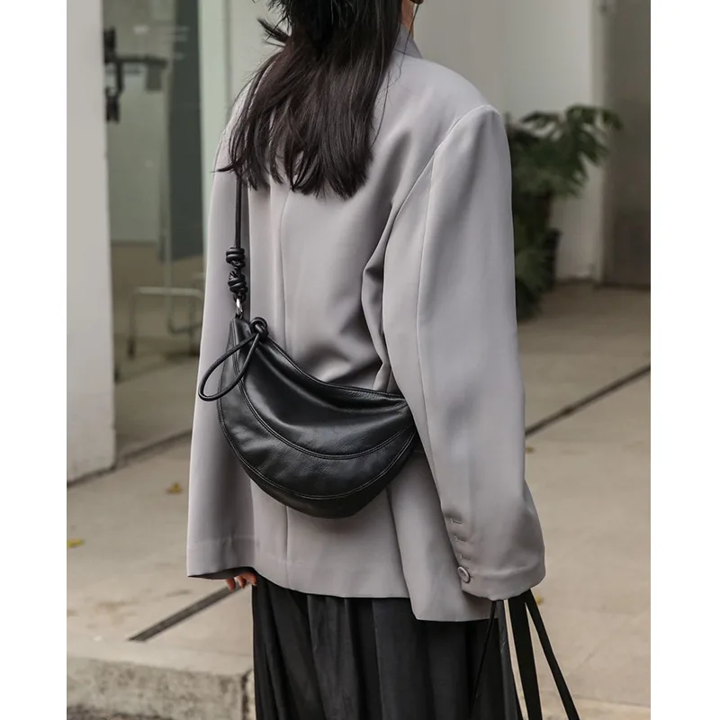 

Luxury Brand Cowhide Dumpling Bag Women's Crossbody Bag 2024 Leather Bag High-grade Saddle ShoulderPurses And Handbags