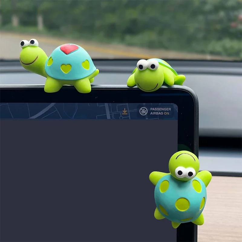 2025 New Cute Cartoon Turtle Ornament Car Interior Upper Control Display Screen Decoration Car Interior Decoration Accessories