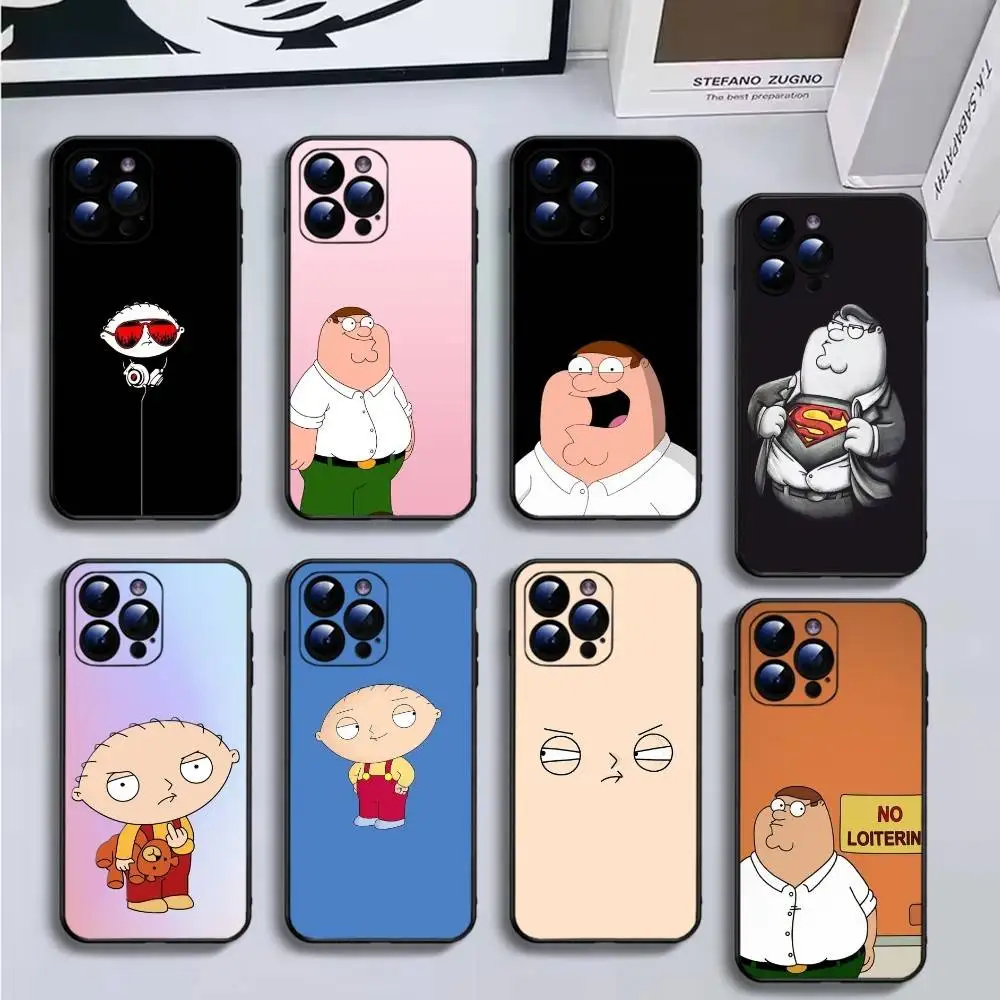 

F-Family PETER Guy Phone Case For iPhone16,15,14,13,12,11 Plus,Pro Max,XS,X,XR,SE,Mini,8,7,Soft Black Cover
