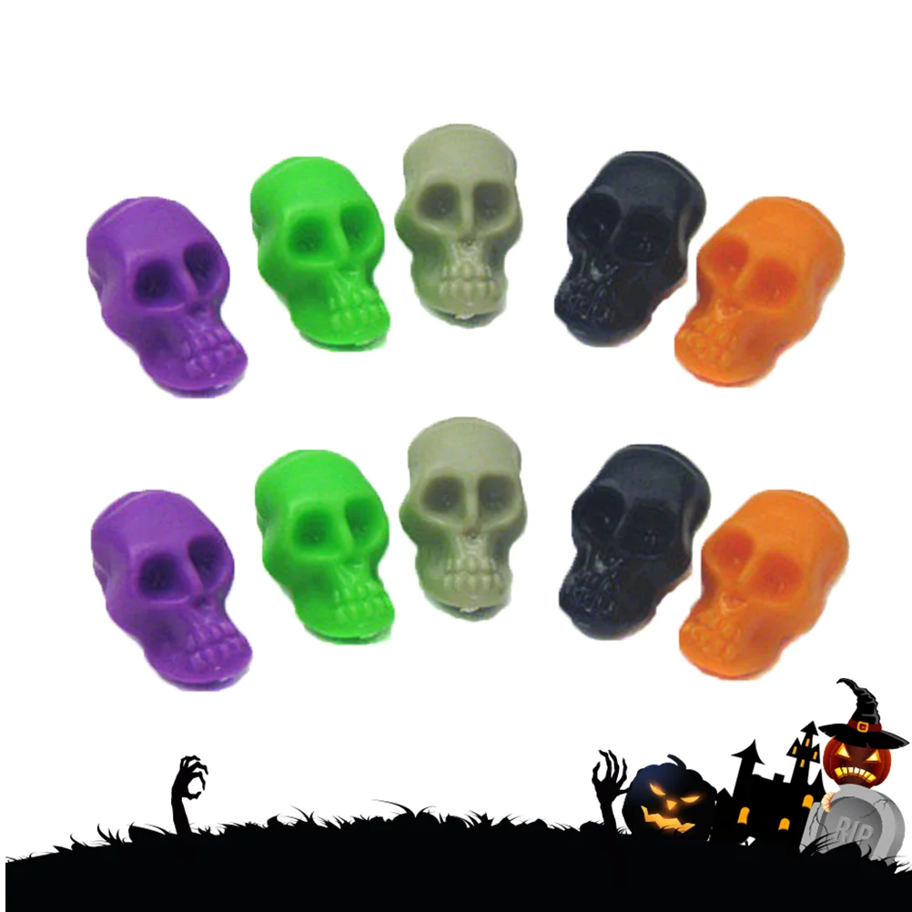 50 Pcs Eerie Feeling Decorations Halloween Fake Skull Household Tricky Toys Spooky Head Ornament