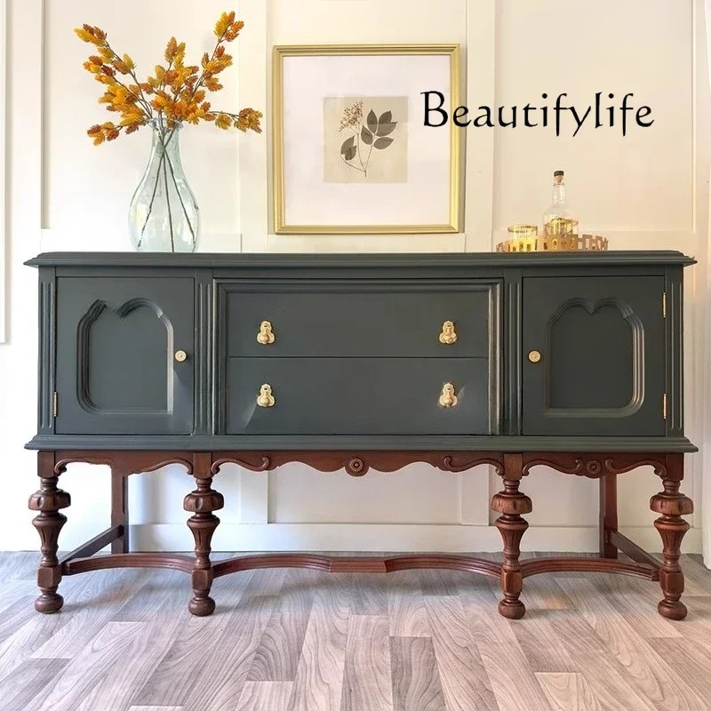 

solid wood dining side cabinet integrated locker against the wall household contrasting color porch cabinet small apartment