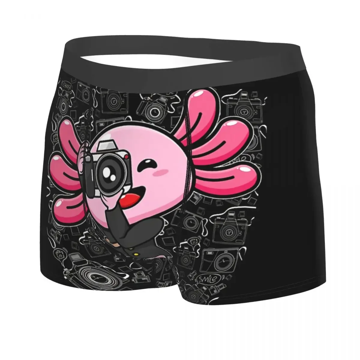 Kawaii Camera Cute Photographer Men Boxer Briefs Axolotl Lover Breathable Funny Underwear Print Shorts Birthday Gifts