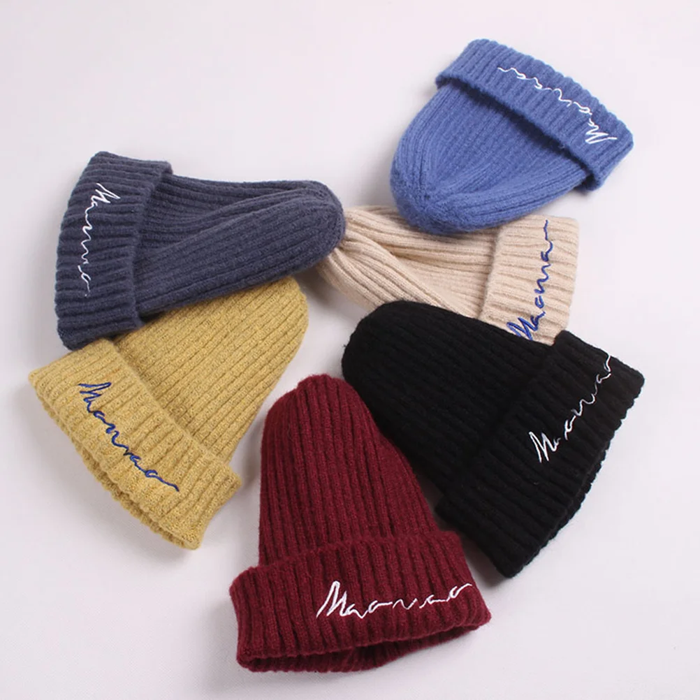 

Kids Winter Knitted Woolen Hat Black One Size Warm Beanie Cap for Children Girls Outdoor Casual Headwear Kids Winter Knitted Cap