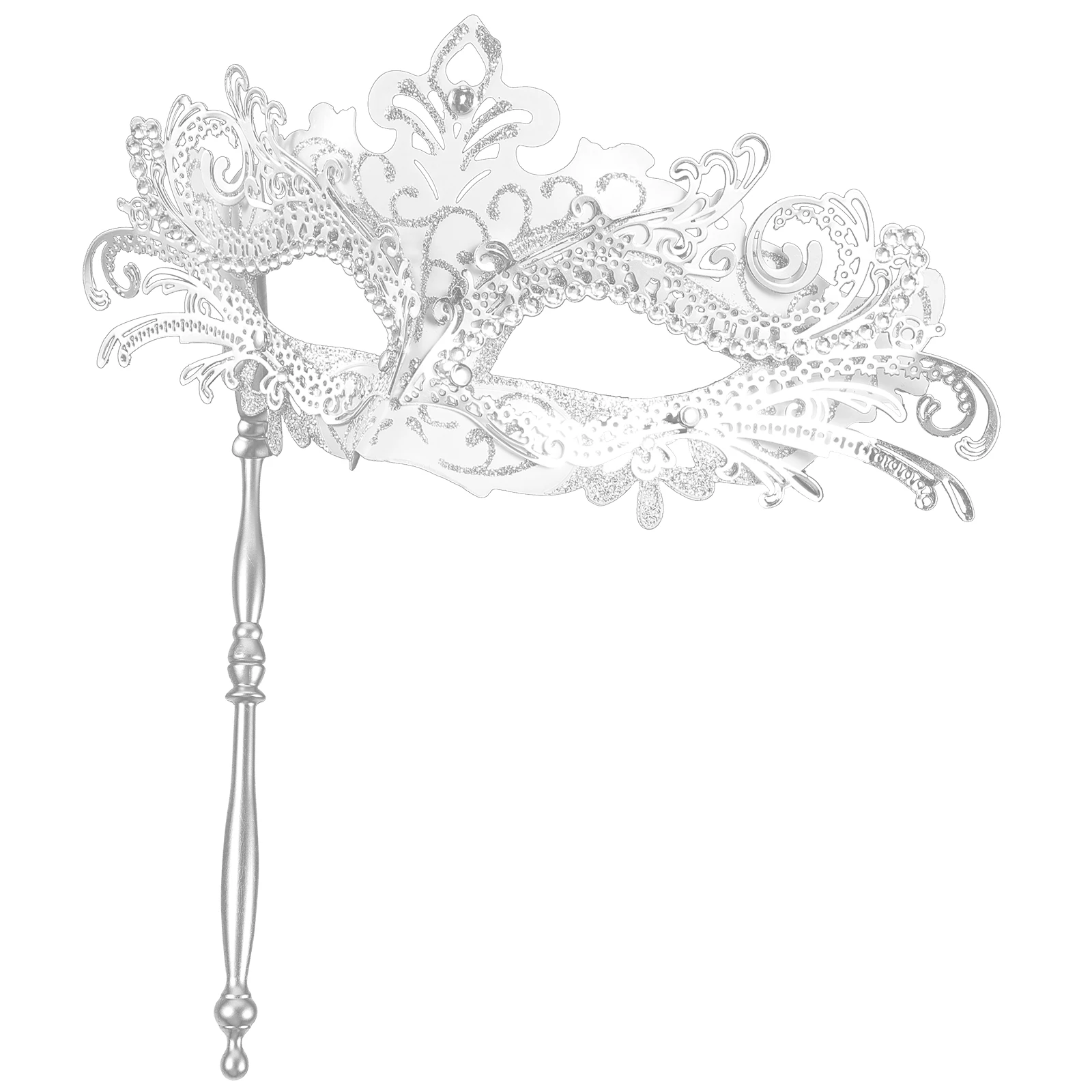 

Metal Masquerade Mask White Handheld Ladies Masks Kids Adults Party Accessories Carnival Drama Selfie Photos Costumes