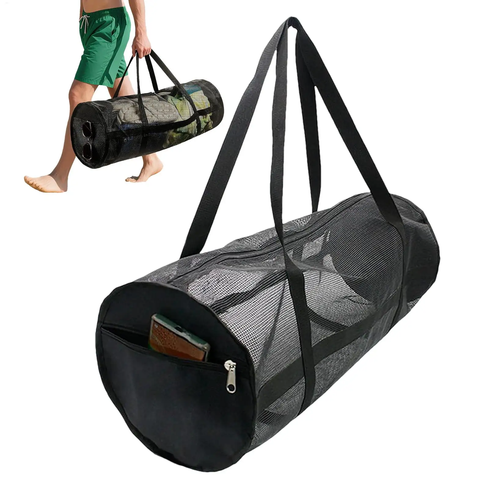 Foldable Large Mesh Dive Gear Bag Snorkel Equipment Duffle Pouch for Scuba Snorkeling Swimming Beach Pool Basketball Volleyball