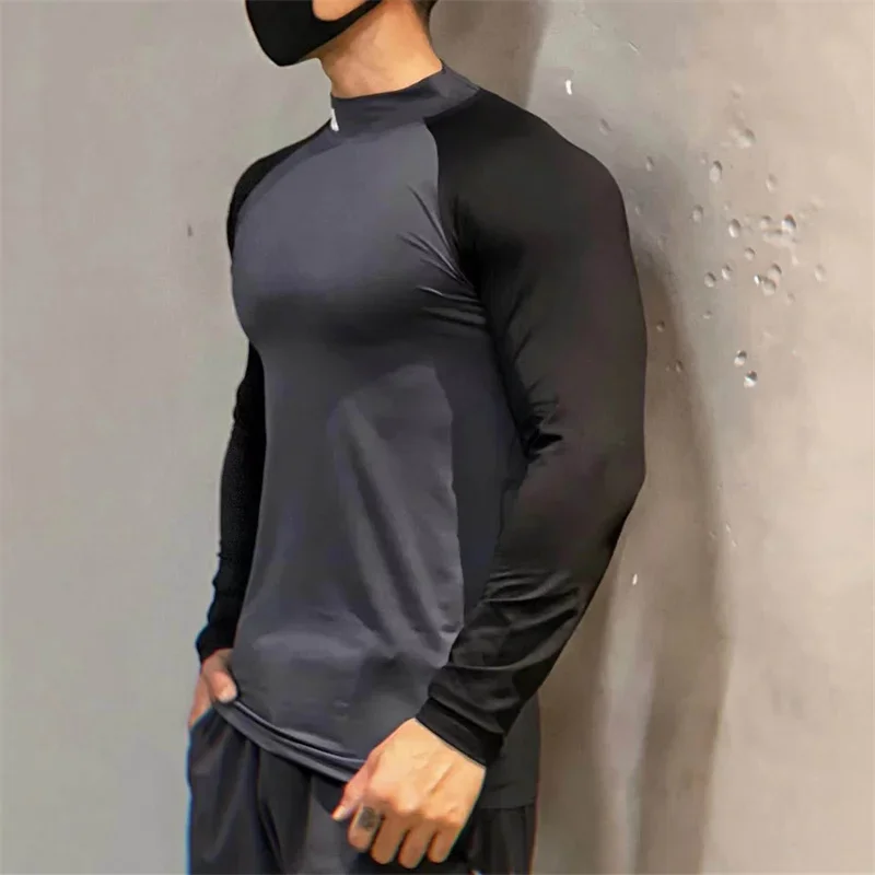 Frühling herbst hohe qualität kompresse Enge sport T-shirt schnell trocknend elastizität langarm T-shirt männer laufen fitness tops – Detail 11