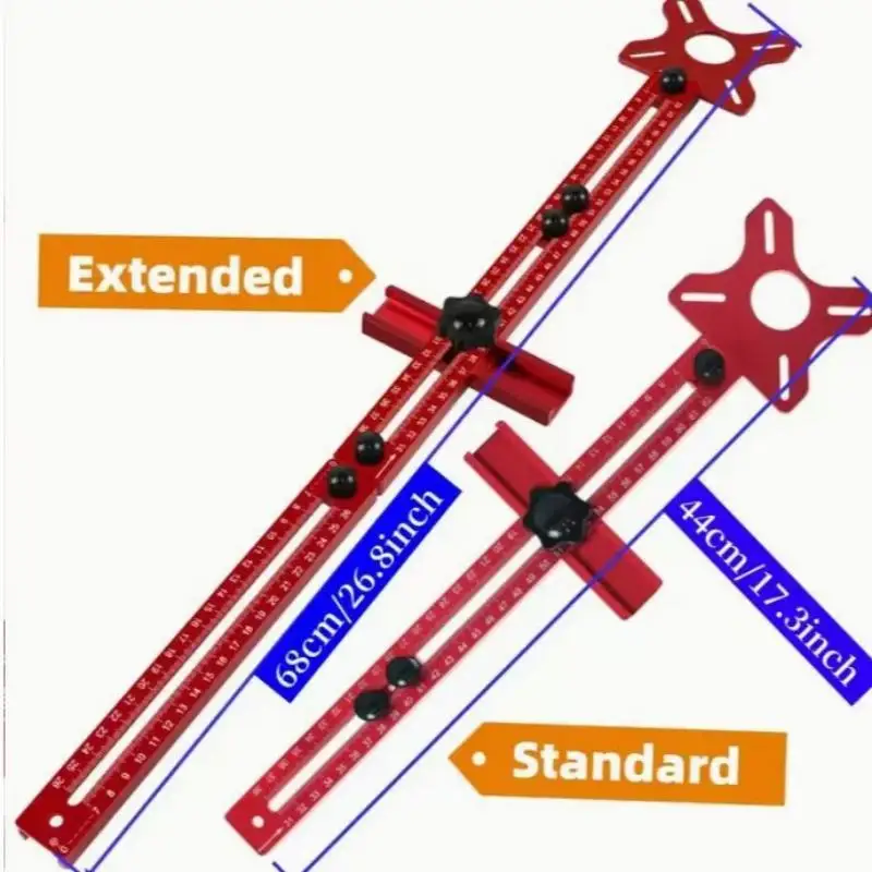 Extended 3 in 1 Router Milling Groove Bracket,9-61cm Radius Router Circle Cutting Jig,Aluminum Cabinet Hardware Jig for Woodwork - view 2