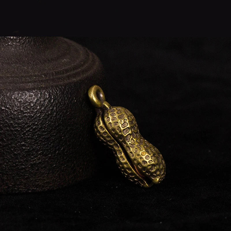New Brass Peanut Bell Ornaments Copper Figurines Feng Shui Desk Decorations Home Decors Accessories Keychains Pendants Gifts
