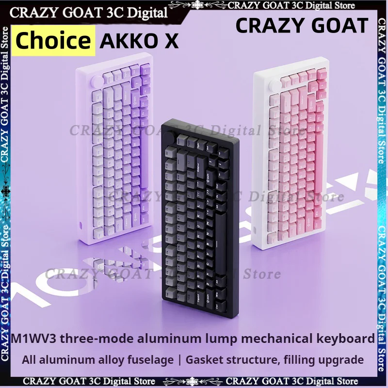 akko teclado mecanico gaming x crazy goat m1 m1w v3 caixa de aluminio barebone dit kit 75 pin hot swap rgb gasket mount 01