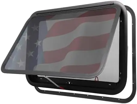 

Аварийное окно для автодомов 36"x22" - Закаленное стекло, сертифицированное DOT, с замком, водонепроницаемой алюминиевой рамой и сеткой